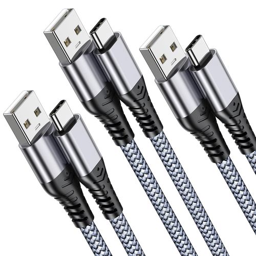AYU-Cble USB A vers USB C 3.1A, [0,5M+2M+2M] Cble USB C Charge Rapide, Cable USB Type C Cordon Chargeur Tress Pour iPhone 16/15 Plus Pro Max, Samsung Galaxy S20 S10 S9 S8, Google Pixel 2 XL