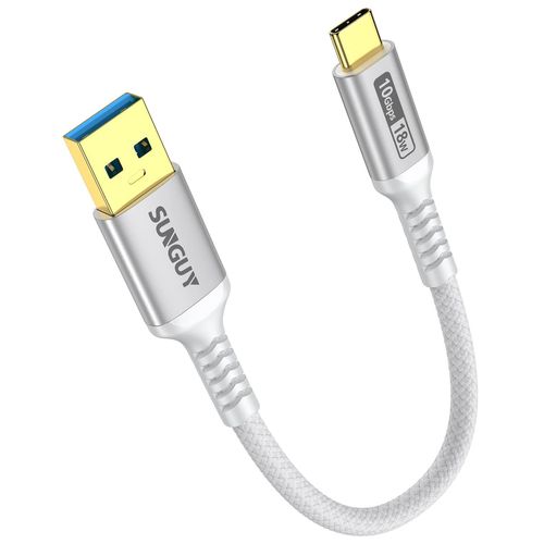 AYU-Cable USB C, 15cm 10Gbps Cable USB vers USB C, Cable USB C Charge Rapide pour iPhone 16/15 Pro Max, Galaxy S24, Google Pixel, Android Auto, Huawei P40/P30, MacBook Pro-Blanc