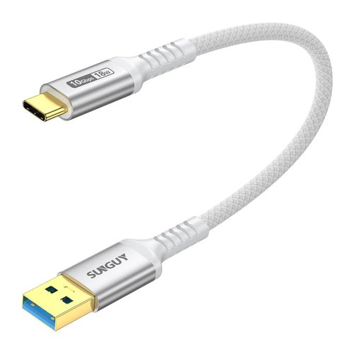 AYU-Cable USB C, 30cm 10Gbps Cable USB vers USB C, Cable USB C Charge Rapide pour iPhone 16/15 Pro Max, Galaxy S24, Google Pixel, Android Auto, Huawei P40/P30, MacBook Pro-Blanc