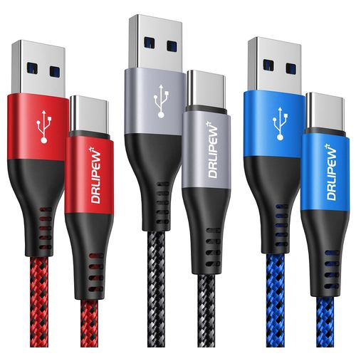 AYU-Cble USB C [3M/Lot de 3],Cble USB vers USB C Charge Rapide Nylon Tress Cble Chargeur pour Galaxy S23 S22 S21 S20 Plus S21 S22 S23 S10 S9 S8, A20E A51 A70 A71,PS5,Switch,Huawei P40,LG,Google P