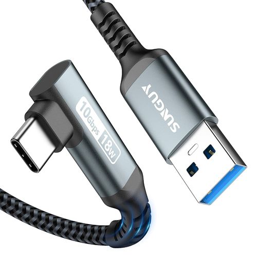 AYU-Cble USB C 90 Coud, 1.2M 10Gbps USB 3.1 Gen 2 Cble USB vers USB C, USB Type C Charge Rapide Compatible avec Android Auto, Galaxy S22, SSD, Huawei P30/P20, Xiaomi-Gris