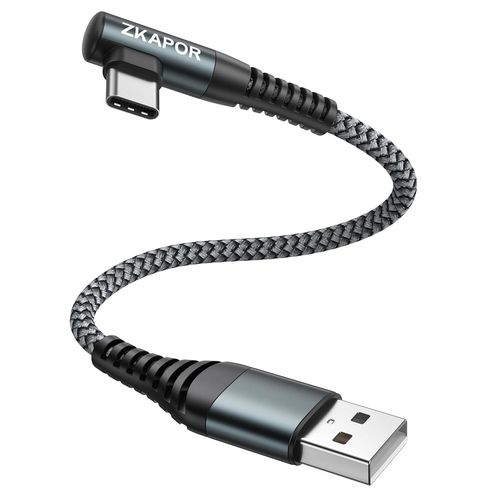 Ayu-Cble Usb C 90 Degrs 50cm, Cble Usb C Charge Rapide Nylon Tress Cordon Angle Droit Type C Pour Iphone 15/15 Pro Max, Samsung Galaxy S23/S22/S21, Note 10, Huawei P40/P30, Google Pixel\U2013gris