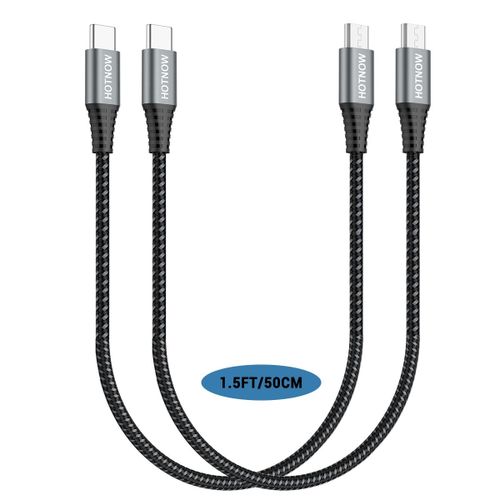 AYU-cble USB C  Micro USB 0,5m lot de 2, USB type C  Micro USB charge rapide et synchronisation des donnes