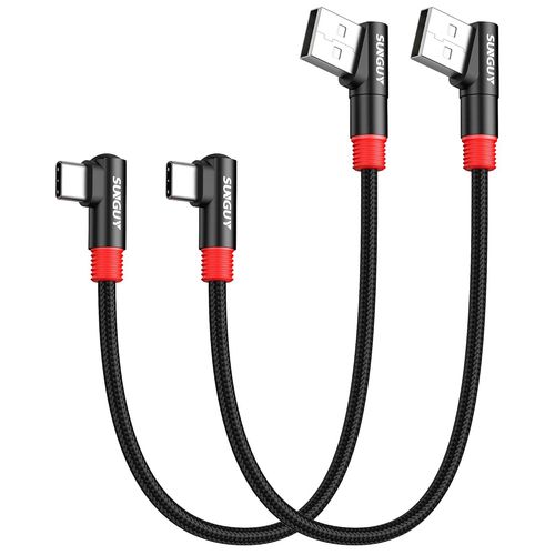 Ayu-Cble Usb C Court 90 Degrs, [0,3 M 2 Pices] 3a Cble Usb Vers Type C Transfert De Donnes Usb 2.0 Nylon Compatible Avec Iphone 16/15 Pro/Pro Max/Plus, Galaxy S25/S24/S23, Ipad Pro 2022