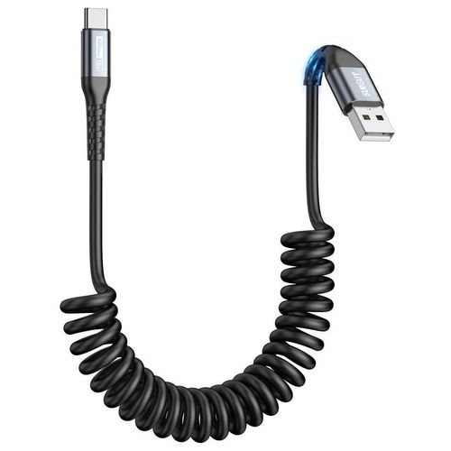 Ayu-Cble Usb C Spiral, Cble Usb C (0.4m-1m) 3a  Charge Rapide Compatible Avec Galaxy S24 S23 S22 S21 S20 S10 S9 S8 Plus Note 10 9 8, Huawei, Google Pixel, Xiaomi, Sony-Gris