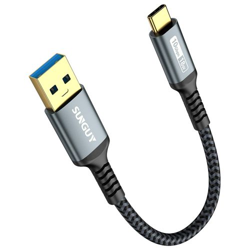 AYU-Cble USB C vers USB,15 cm Cble USB C Court,10Gbps USB 3.1 GEN2 ble USB C Compatible avec Android Auto,Galaxy S8/S9 Plus/S20, Huawei P20/P30, Xperia XZ/Z5, Pixel 8, etc-Gris