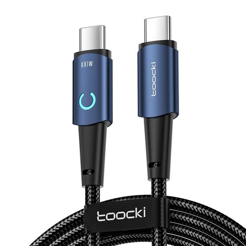 AYU-Cble USB C vers USB C, 100W PD, 5A Transfert Donnes Rapide, Nylon Tress avec Lumire, Compatible avec iPhone 16 15 Pro Plus Max/iPad/Galaxy S23 S22 / AirPods/Pixel, 2 m - Bleu