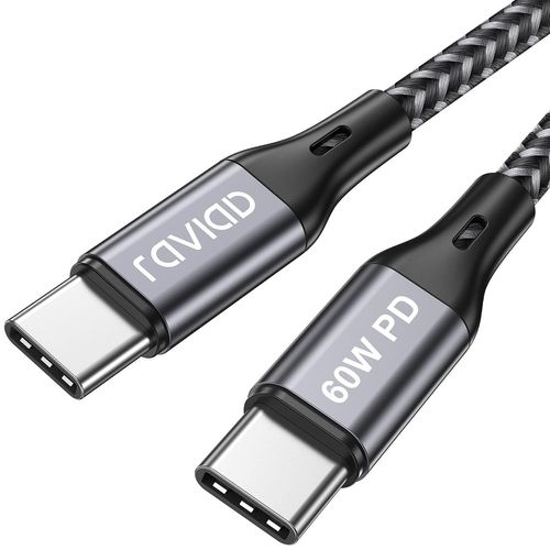 AYU-Cble USB C vers USB C 2M, Cble USB Type C Charge Rapide PD 60W Nylon Tress Compatible avec Samsung Galaxy S20 S10 S9 S8, Pad Pro, Google Pixel