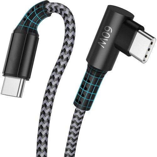 Ayu-Cble Usb C Vers Usb C, 2pcs 2m 60w Usb C Vers Type C Cble De Charge En Nylon Usb C Angle Droit 90 Degrs Pour Samsung Galaxy S22/S21/S21plus/S20/S20 Ultra/S8/A53 5g/A71/Note 20/10, Google Pixel