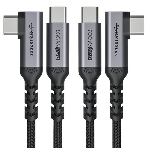 AYU-Cable USB C vers USB C 3.1 Gen 2 [2m / 2pcs], 100W USB Type C PD Cable de Charge Rapide Puce E-Mark SuperSpeed \u200b\u200b10Gbps 90 Degr 4K Sortie Vido du Moniteur pour Google Pixel 4XL, Gal