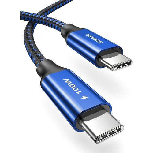 AYU-Cble USB C vers USB C 3M,Cble USB Type C Charge Rapide 100W 20V/5A PD Nylon Tress pour MacBook Pro,iPad Mini/Pro 2020,Samsung Galaxy S20/S10, Note 10, A70, Google Pixel, Nintendo Switch