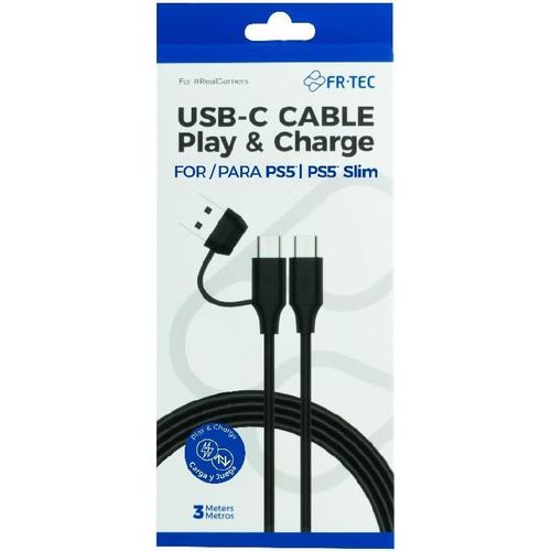 AYU- Cble USB-C vers USB-C avec adaptateur USB-A, chargement et donnes, Type C pour PS5, PS5 Slim, 3 mtres, compatible avec les smartphones