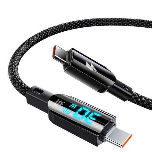 AYU-cable usb c vers usb c Cble de donnes PD 30W/3A Cble USB Type C  charge rapide avec affichage LED Tresse nylon Compatible iPhone 15 Plus Pro Samsung Galaxy S24 Plus Ultra S23 Huawei Redmi (1.
