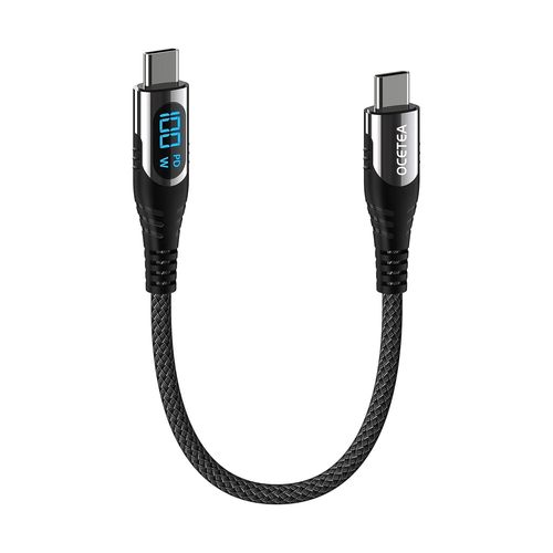 AYU-Cble USB C vers USB C Court 100W, 30CM Type C Cable avec LED Affichage, Charge Rapide PD USBC Cble Compatible avec iPhone 15/15 Pro/15 Plus/15 Pro Max, MacBook, iPad, Galaxy S23 S22, Pixel