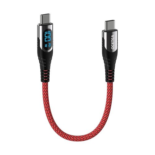 AYU-Cble USB C vers USB C Court 100W, 30CM Type C Cable avec LED Affichage, Charge Rapide PD USBC Cble Compatible avec iPhone 15/15 Pro/15 Plus/15 Pro Max, MacBook, iPad, Galaxy S23 S22, Pixel