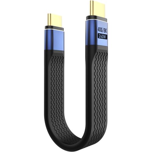 AYU-Cble USB C vers USB C Court,Cble de Donnes de Chargeur USB Type C 240 W,Adaptateur USB 4.0 OTG 40 Gbit/s pour Thunderbolt 4/3,i-Pad Pro/Air,MacBook,i-Phone 15/16 Plus Pro Max,Bleu+Noir