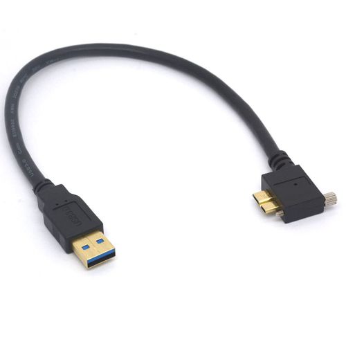 AYU-Cble USB Micro B coud  vis de verrouillage USB A mle vers Micro B avec double vis de verrouillage et cordon de donnes pour disque dur, Nikon D800 D800E 30 cm (angle de 90)