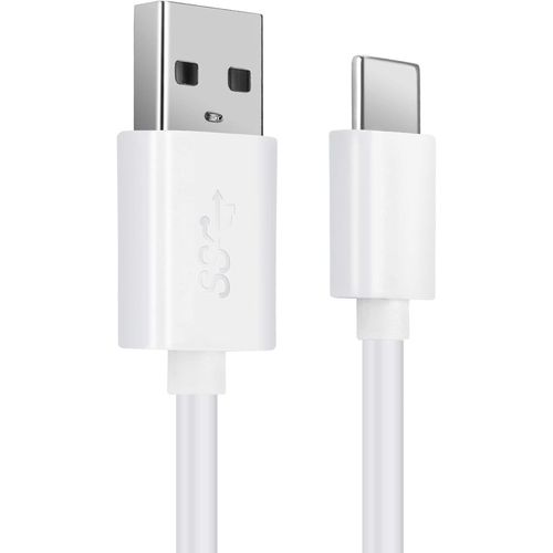 AYU-Cble USB Transfert de donnes et Charge de 1m Compatible avec Google Pixel 7, 7 Pro, 6, 6 Pro, 6A, 5, 4, 3, 2 USB C Type C vers USB A 3.1 Gen 1 3A Blanc Fil en PVC