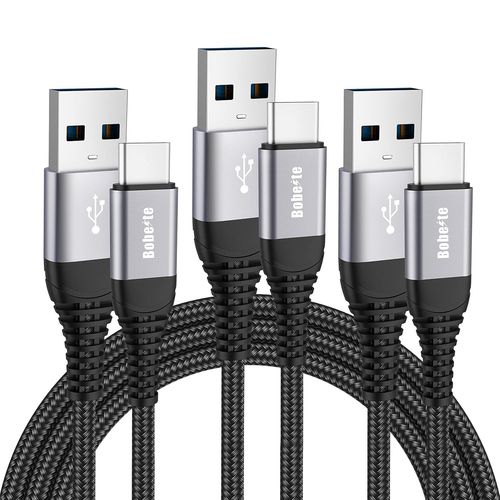 Ayu-Cble Usb Type C [Lot De 3,1m+2m+2m],Cable Chargeur Usb C Charge Rapide Nylon Tress Pour Samsung Galaxy S23 S22 S21 S20 Plus Ultra S10 S10e S9 S8,A51 A71 A31 A52 A72,Sony Xperia Xz,Lg,Xiaomi