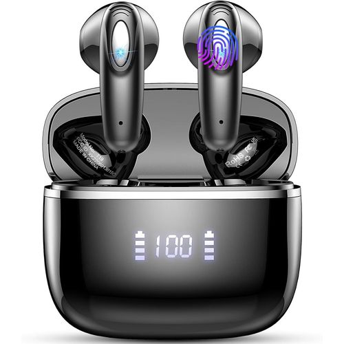 AYU-Casque Bluetooth, 2024 couteurs Bluetooth5.3 avec Stro 3D Immersif, Casque Sans Fil Annulation Bruit avec 4 ENC Mic, 40 Heures Casque Sans Fil LED Affichage, IP7 tanche Casque Bluetooth