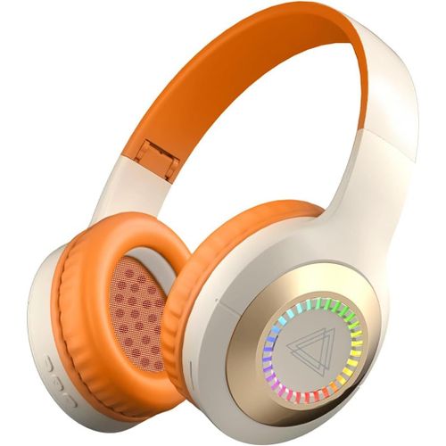 AYU-Casque Bluetooth sans fil, lumires colores, lampe de course de cheval, pliable, grande capacit de batterie, microphone intgr, Bluetooth 5,3/10 m de porte, stro Surround (kaki)