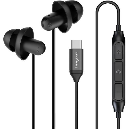 AYU-Casque de Sommeil Type C, couteurs  rduction de Bruit, couteurs en Silicone avec Microphone pour tlphones Android, Voyager, Dormir, ronfler