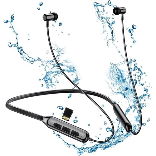 AYU-Casque sans Fil Bluetooth 5.0 avec Fente pour Carte TF, couteurs de Sport IPX5 pour la Course  Pied, couteurs Intra-Auriculaires magntiques lgers avec 25 Heures de Lecture, Noir