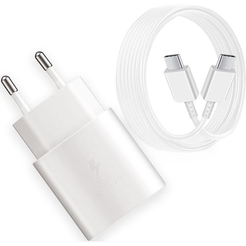 AYU-Chargeur USB C Rapide 25W +1,5m Cable USB-C Compatible avec Samsung Galaxy A55 A54 A53 A33 A15 5g A70 A52 S25 S24 S23 S22 S21 S20 FE Ultra Plus Z Fold 6/ Z Flip6 Type C Super Fast Charging Secteu