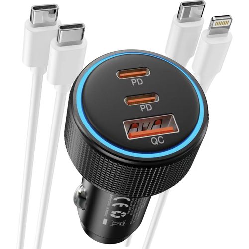 Ayu-Chargeur Voiture 66w Mini Avec Cble Usb C & Lightning [Certifi Mfi],Chargeur Allume Cigare Usb C Rapide Adaptateur Prise Pour Iphone 13/14/15 Pro Max,Google Pixel,Sam-Sung S24/S23/A55/A35