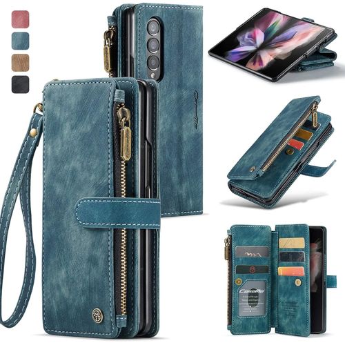Ayu-Coque Compatible Avec Samsung Galaxy Z Fold 3 5g, Premium Pu Portefeuille tui Housse En Cuir [Fente Pour Carte] [Stand Fonction], tui  Rabat Magntique Pour Galaxy Z Fold 3 5g - Bleu