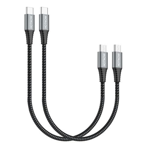 AYU-Courte Cble USB C  Micro USB OTG 30cm lot de 2, 0,3 m Cble de charge USB-C vers Micro USB Support Charge & Data Sync
