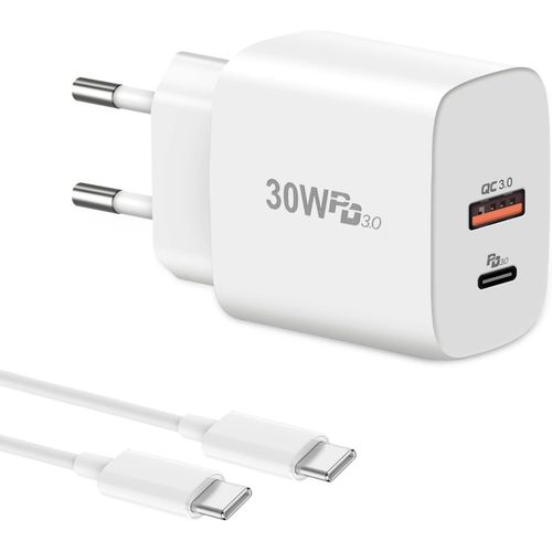 Ayu-Cshare Chargeur Usb C 30w/25w Pd 3.0 Pps Rapide Adaptateur Compatible Avec Iphone 13 12 Xr X, Samsung Galaxy S22 S21 Note20 Ultra, Google Pixel 6 - 2 Ports Et 2 M Cble