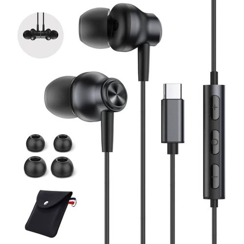AYU-couteur USB C,Ecouteurs Filaire Type C Compatible avec iPhone 16 15 Pro Max Plus,iPad Pro Air,Huawei P70/60/50,Samsung Galaxy S25/S24/S22/Ultra,Google Pixel 9/8,Xiaomi,Android