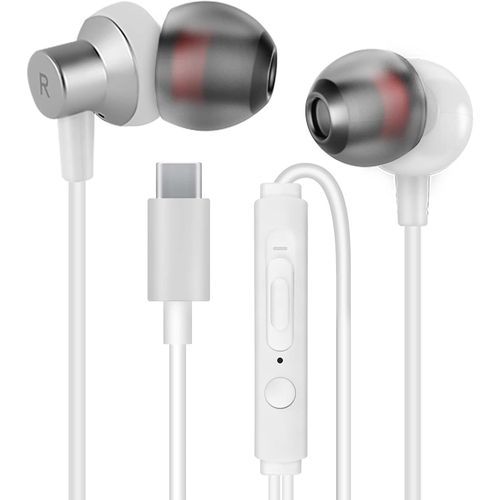 AYU-couteur USB Type C Intra Auriculaires avec Micro et contrle du Volume pour Samsung S20, Huawei P30/40, iPad Pro 2018, Google Pixelet Autres priphriques d'interface de USB C- Blanc