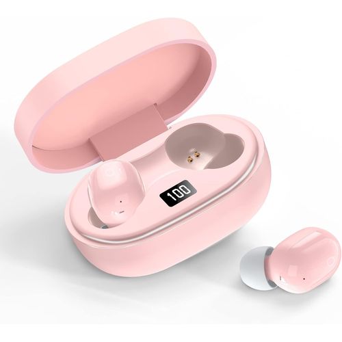 AYU-couteurs Bluetooth 5.2 H15 avec ANC,HiFi stro,Micro HD,12h autonomie,tanches IPX5,Ultra-lgers 3.5g,Confortables,sans Fil,Intra-Auriculaires,compatibles iOS Android Tablette PC,Rose