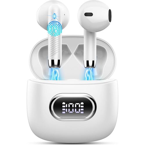 AYU-Ecouteurs Bluetooth sans Fil, 2024 couteurs Bluetooth 5.3 avec 4 ENC Rduction de Bruit Mic 42H couteurs sans Fil HiFi Stro Basses Oreillette Bluetooth cran LED Casque Bluetooth Sport IP7 Et