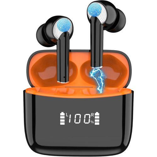 AYU-Ecouteurs Bluetooth sans Fil,couteurs Intra-Auriculaires Bluetooth 5.3 avec ENC Rduction De Bruit Mic,Contrle Tactile,50H,Botier de Charge,Affichage LED,couteurs tanches