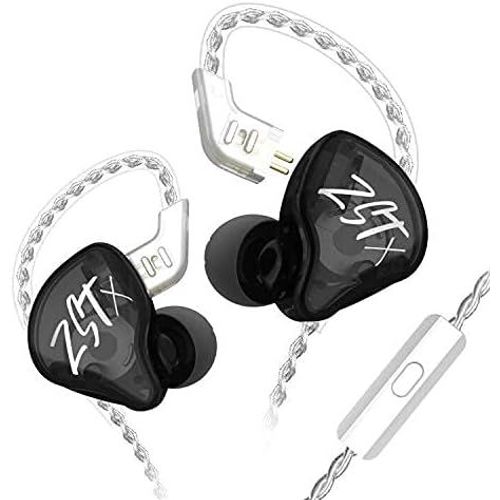 AYU-KZ ZST X couteurs Intra-Auriculaires colors 1BA 1DD Double Pilote Filaire HiFi couteurs de Jeu ergonomiques avec cble dtachable  2 Broches pour Singer Audiophile DJ Noir avec Micro