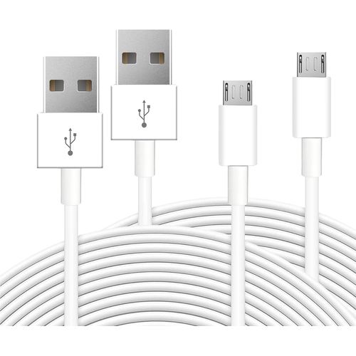 AYU-Lot de 2 cbles d'extension de 5 m pour Wyze Cam, YI, Nest, Blink, Kasa Cam, rallonge USB vers micro USB, cble de charge et de synchronisation de donnes pour camra de scurit et plus encore
