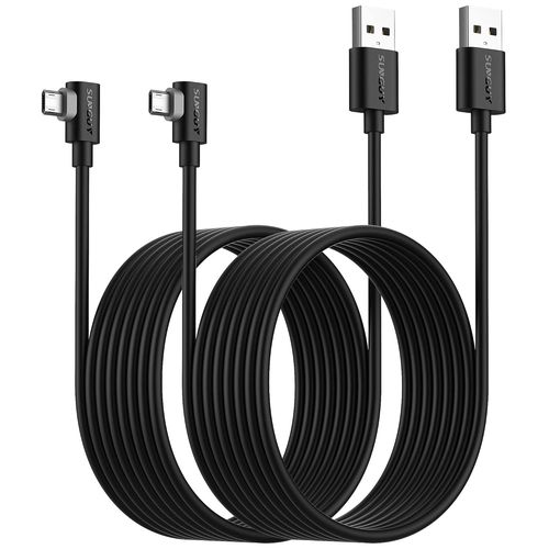 Ayu-Lot De 2 Cbles Micro Usb  Angle Droit De 3 M, 18 W  90 Degrs, Charge Rapide, Synchronisation De Donnes, Compatible Avec Samsung Galaxy S7 Edge S6 S5, Moto E6 5 4, Lg - Noir