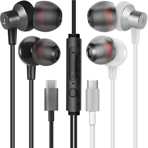 AYU-Lot de 2 couteurs filaires USB Type C TI3, couteurs Intra-Auriculaires USB C avec Microphone pour Samsung S20, Huawei P30, Google Pixel et Autres Smartphones avec Interface de Type C