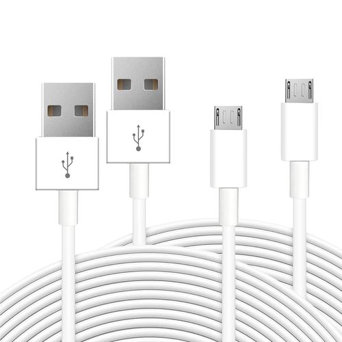 AYU-Lot de 2 rallonges d'alimentation de 3 m pour Wyze Cam, YI Camera, Nest Cam, Blink, Netvue, Kasa Cam, Cloud Camera, Furbo Dog, Arlo Q, USB vers Micro USB, cble de charge et de synchronisation de