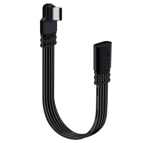 AYU-Rallonge USB C 90 Degr Cable Type C Plat Cable USB C Mle vers Femelle 2.0 pour Charge Rapide et un Transfert de Donnes (Courbure Gauche Droite, 0.3 m)