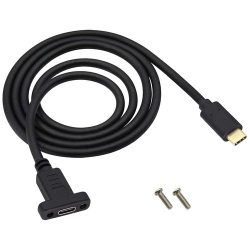 AYU-USB Type C Mle to Femelle cble Adaptateur Avec USB C Panel Mount GEN2 10Gbit/s pour Ordinateur portable,Tablette,Charge, Donnes,Audio,Vido(1m/3Pied)