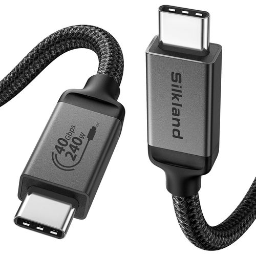 AYU-USB4 pour Cable Thunderbolt 4 80cm, 40Gbps Donnes, 8K@60Hz, 240W48V/5A PD3.1 USB-C vers USB-C pour iPhone 16/15 Pro Max, MacBook, iPad Pro, iMac, Dock, SSD, Display, eGPU