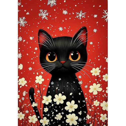 Ayuhr-Christmas Nol Diamond Painting Adulte, 5d Diy Flocons De Neige De Chat Peinture Diamant Activit Manuelle Adulte, Diamant Painting Pour Dcoration Murale Maison 30x40 Cm