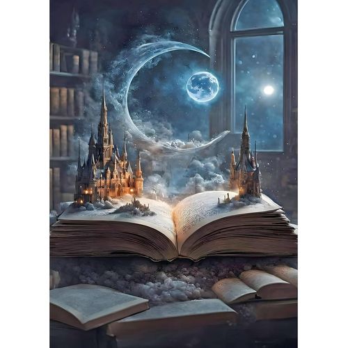 Ayuhr-Diamond Painting Kit Adulte Dbutant,5d Diy Diamant Painting Images Ronde Diamond Peinture Diamant Adulte,Chteau Livres Cristal Dbutant Art Set Pour Dcoration Murale Maison 30x40cm