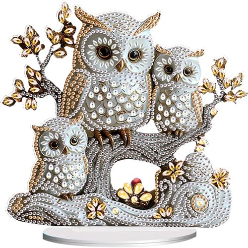 Ayuhr-Diamond Painting Ornements Diamant Peinture Ornements Diamant Peinture Broderie Point De Croix Art Table Dcoration Salon Chambre Cadeau (Hibou, Famille De Hiboux, Chouette Neige, Animaux