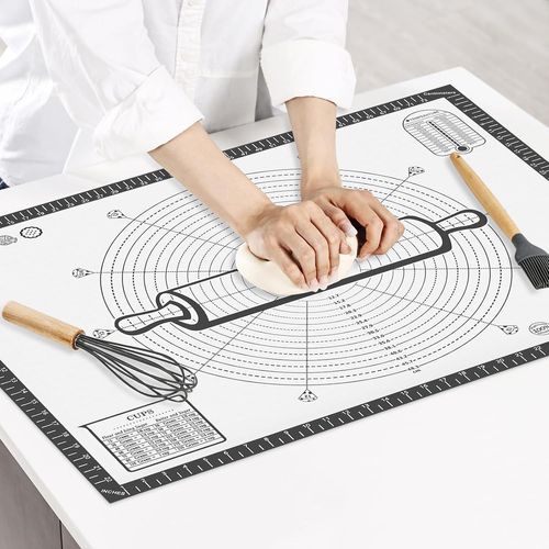 AYUHR-KITCHENRAKU KR Tapis de cuisson en silicone extra large 80 x 60 cm Taille tapis anti-adhsif avec mesure Tapis de cuisson pour four, tapis  drouler pour pte, fondant, ptisseries (gris)