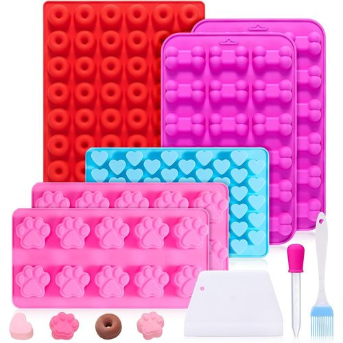 Ayuhr-Lot De 9 Tapis De Cuisson En Silicone Pour Biscuits Pour Chien - Mini Tapis De Cuisson En Silicone Pour Friandises Pour Chien - Pour Faire Soi-Mme Des Friandises Pour Chien, Chocolat, Biscuits